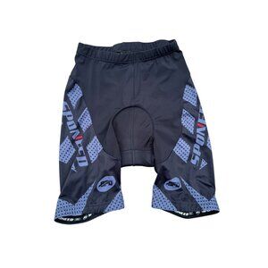 Sponed Mens Cycling Shorts XL With Padded Seat Black & Blue Lycra Stretch Spande